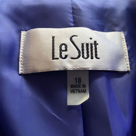 Le Suit Royal Blue Blazer Woman's Sz 18 Shawl Collar Tailored One-Button Jacket - Picture 6 of 8